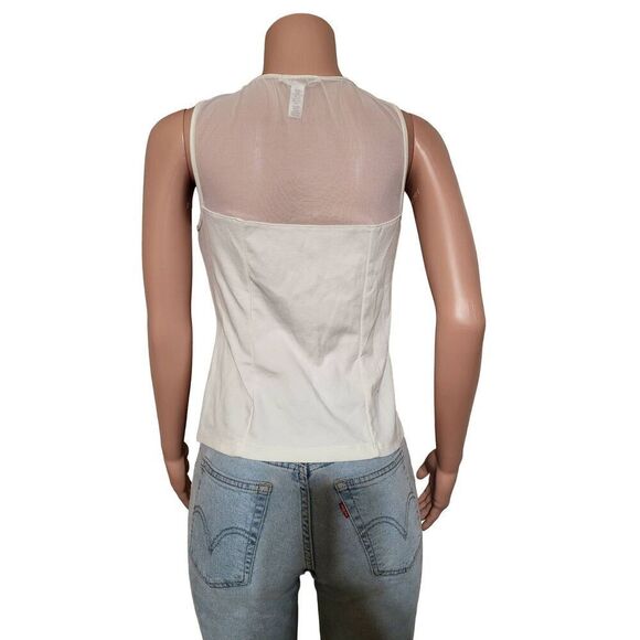 Ambience white sleeveless mesh top L - Picture 4 of 5